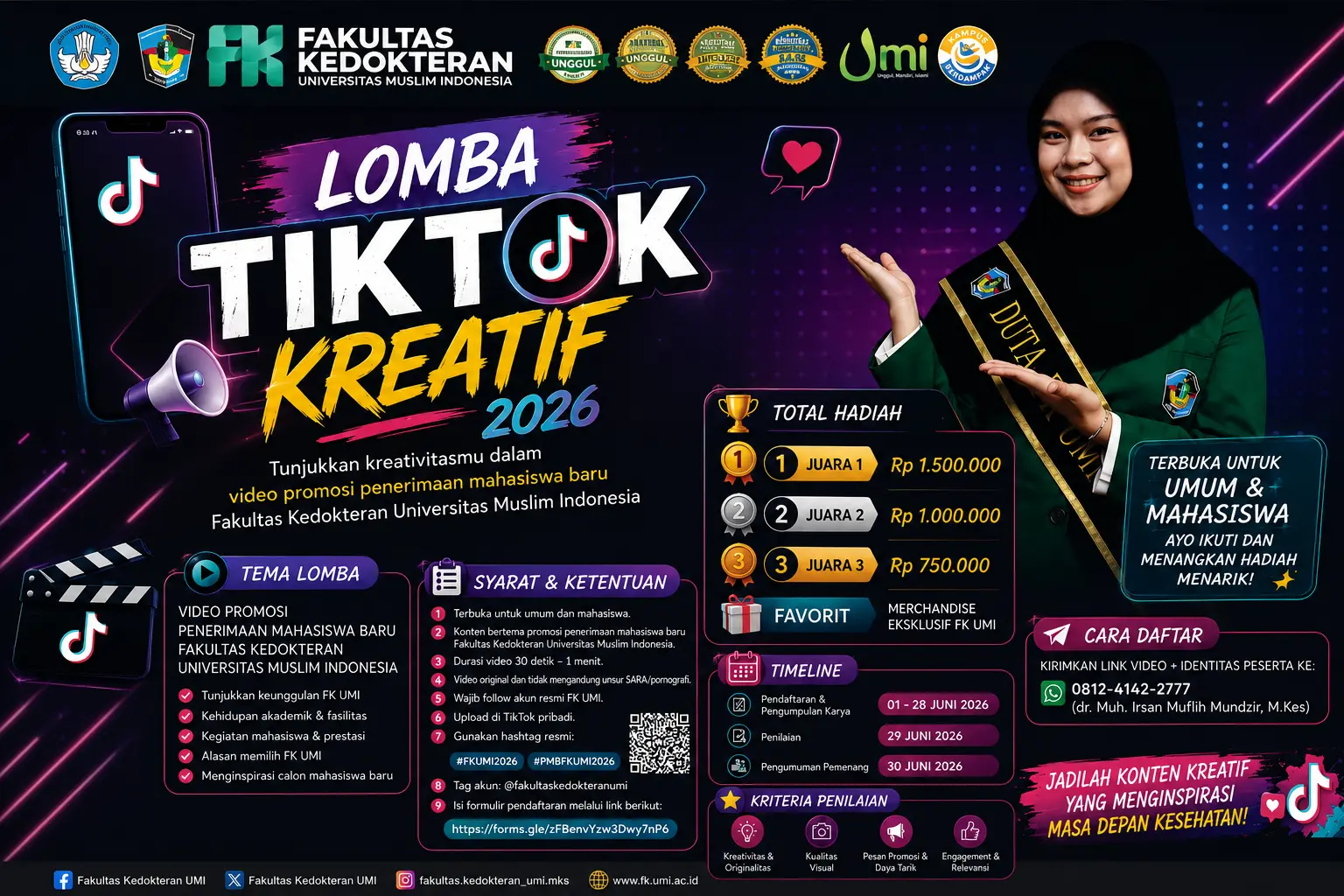 FK UMI Gelar Lomba TikTok Kreatif 2026, Ajak Generasi Muda Promosikan Kampus Kedokteran Unggul dan Islami
