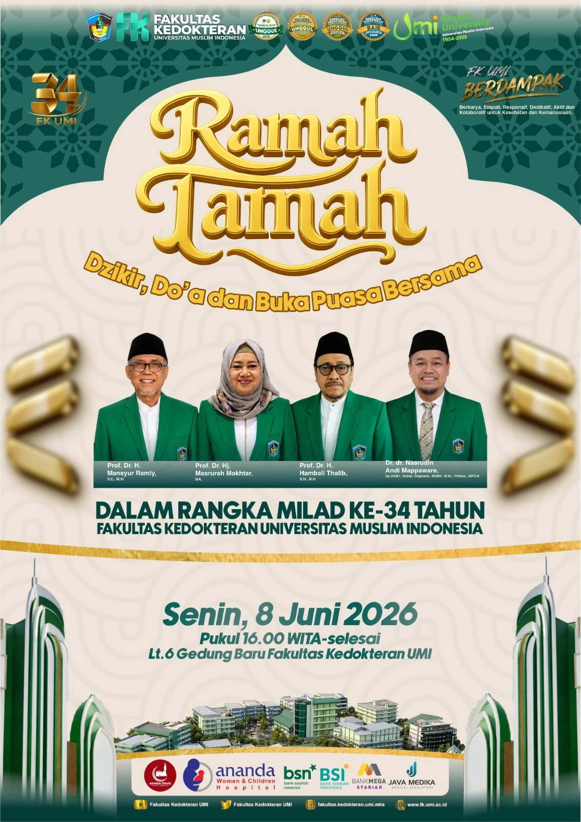 Milad ke-34 FK UMI Ditutup dengan Zikir, Doa Bersama, dan Buka Puasa Sunnah