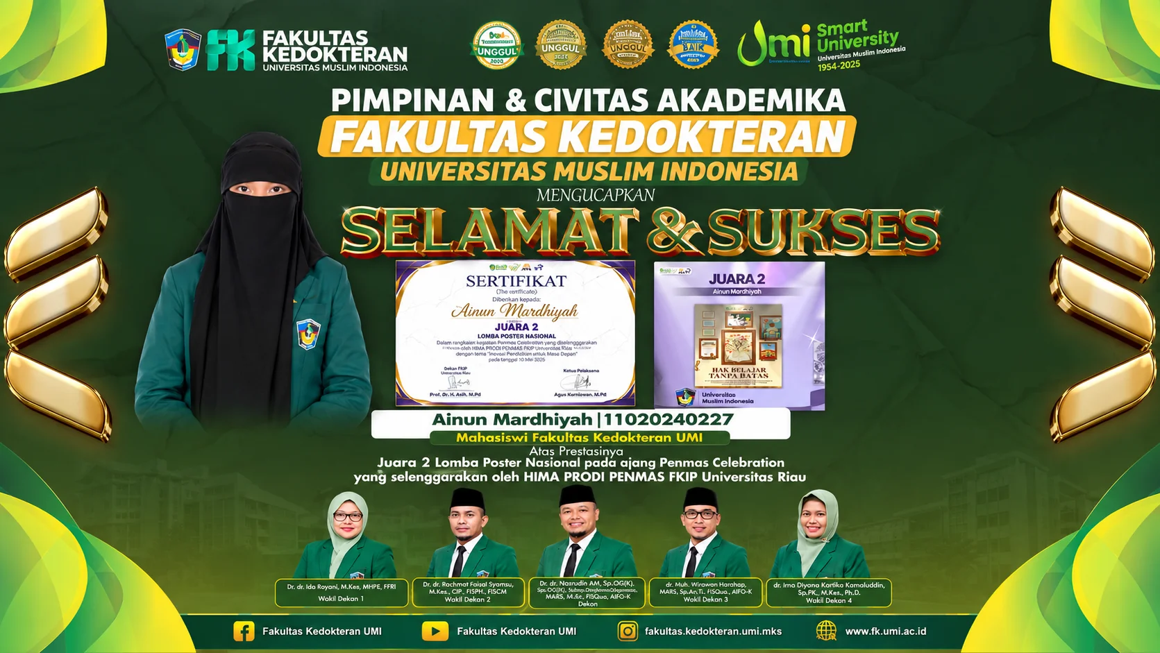 Mahasiswa FK UMI Raih Juara 2 Lomba Poster Nasional pada Penmas Celebration