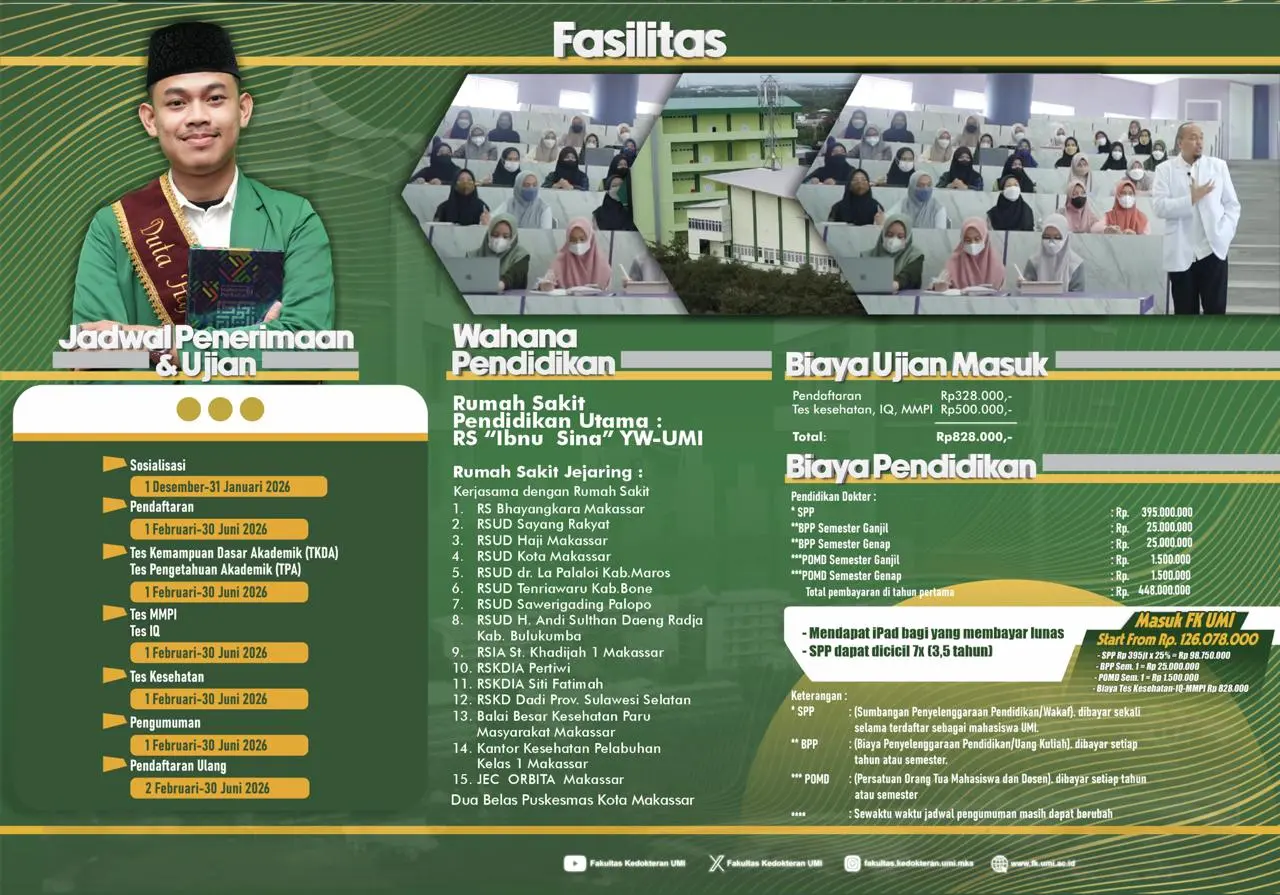 FK UMI Hadirkan Sistem Pembayaran Fleksibel pada PMB 2026, SPP-BPP Dapat Dicicil hingga 7 Kali